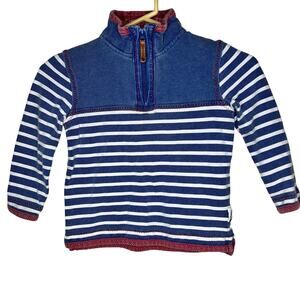 Fat Face Airlie 1/4 Zip Pullover Sweatshirt 4/5 Boy Blue Red Nautical Canvas Kid